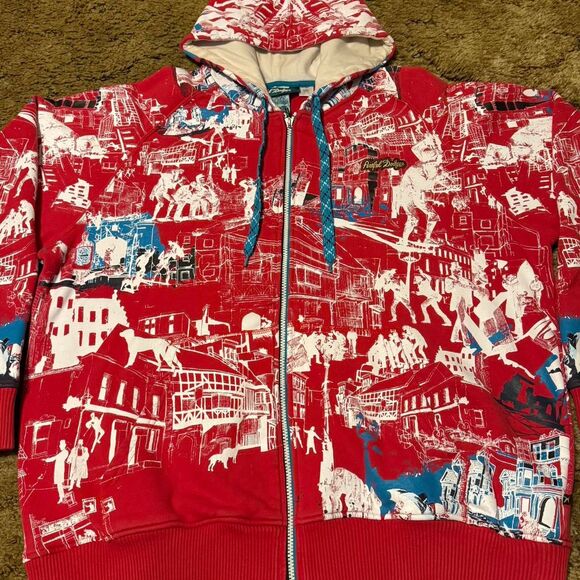 Vintage Artful Dodger Graphic Print Hoodie Red XXLarge - Picture 2 of 8
